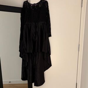 Elegant Black Lace High-Low Dress